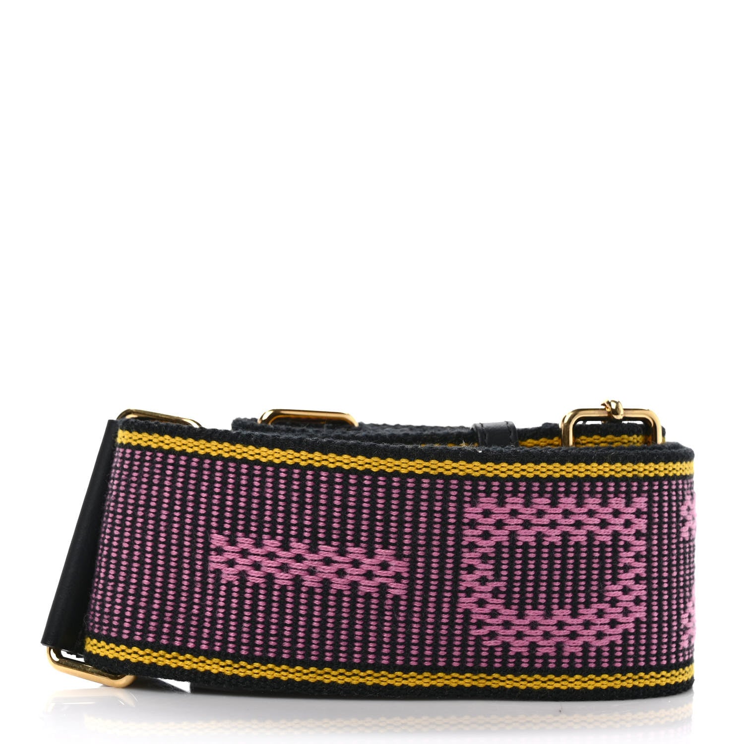 Fendi Cannete Ribbon Poly Vitello Century Logo Adjustable Strap You Lollipop Limon Black 2 of 5