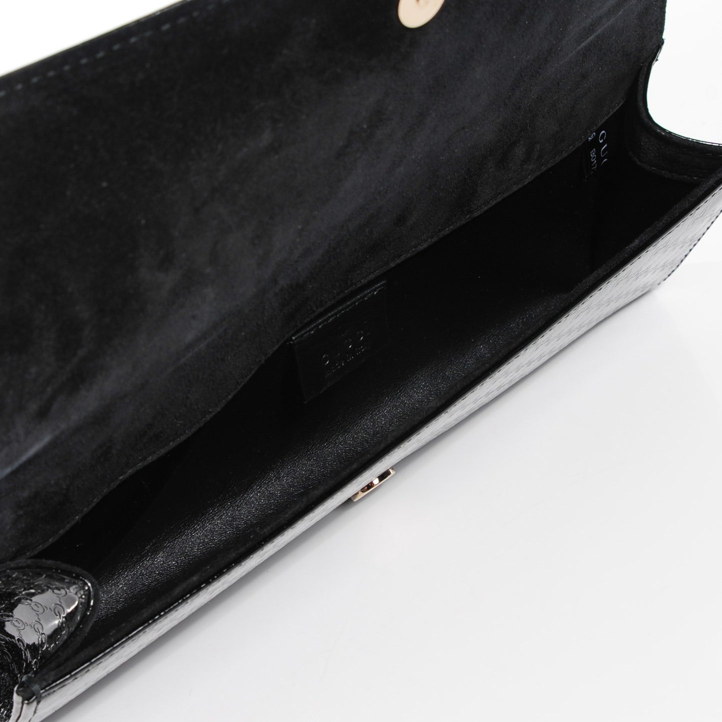 Patent Microguccissima Small Broadway Clutch Black