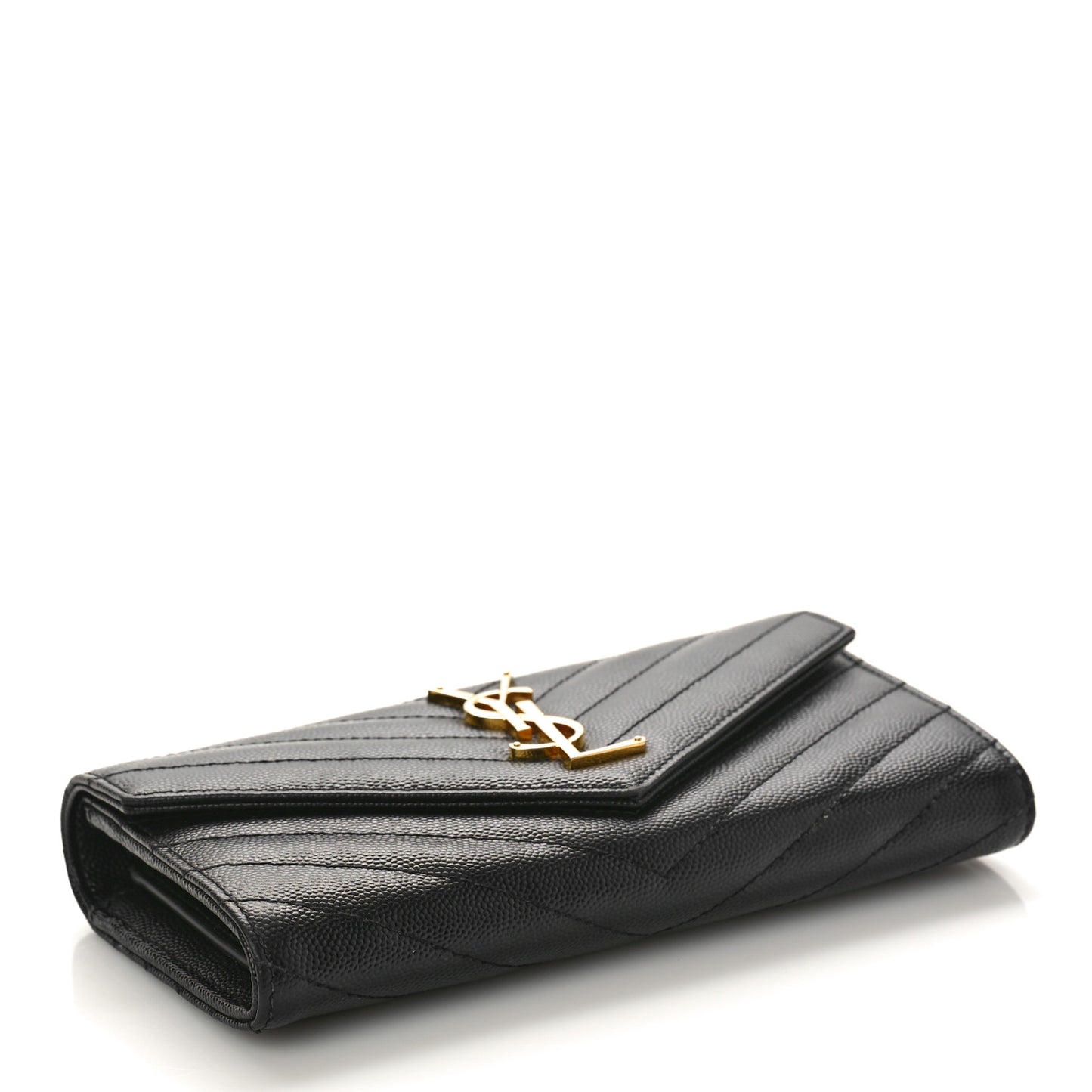 Grain De Poudre Matelasse Chevron Monogram Flap Wallet Black