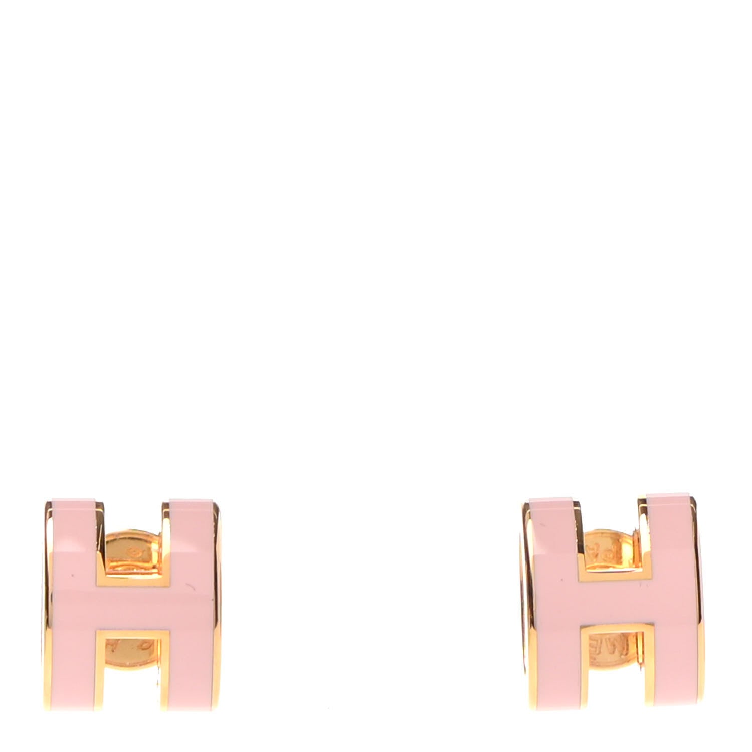 Hermes Rose Gold Lacquered Mini Pop H Earrings Rose Dragee 1 of 6