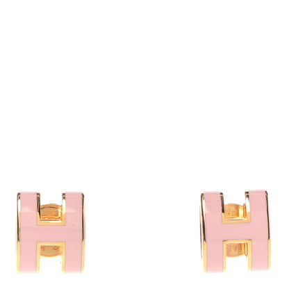 Hermes Rose Gold Lacquered Mini Pop H Earrings Rose Dragee 1 of 6