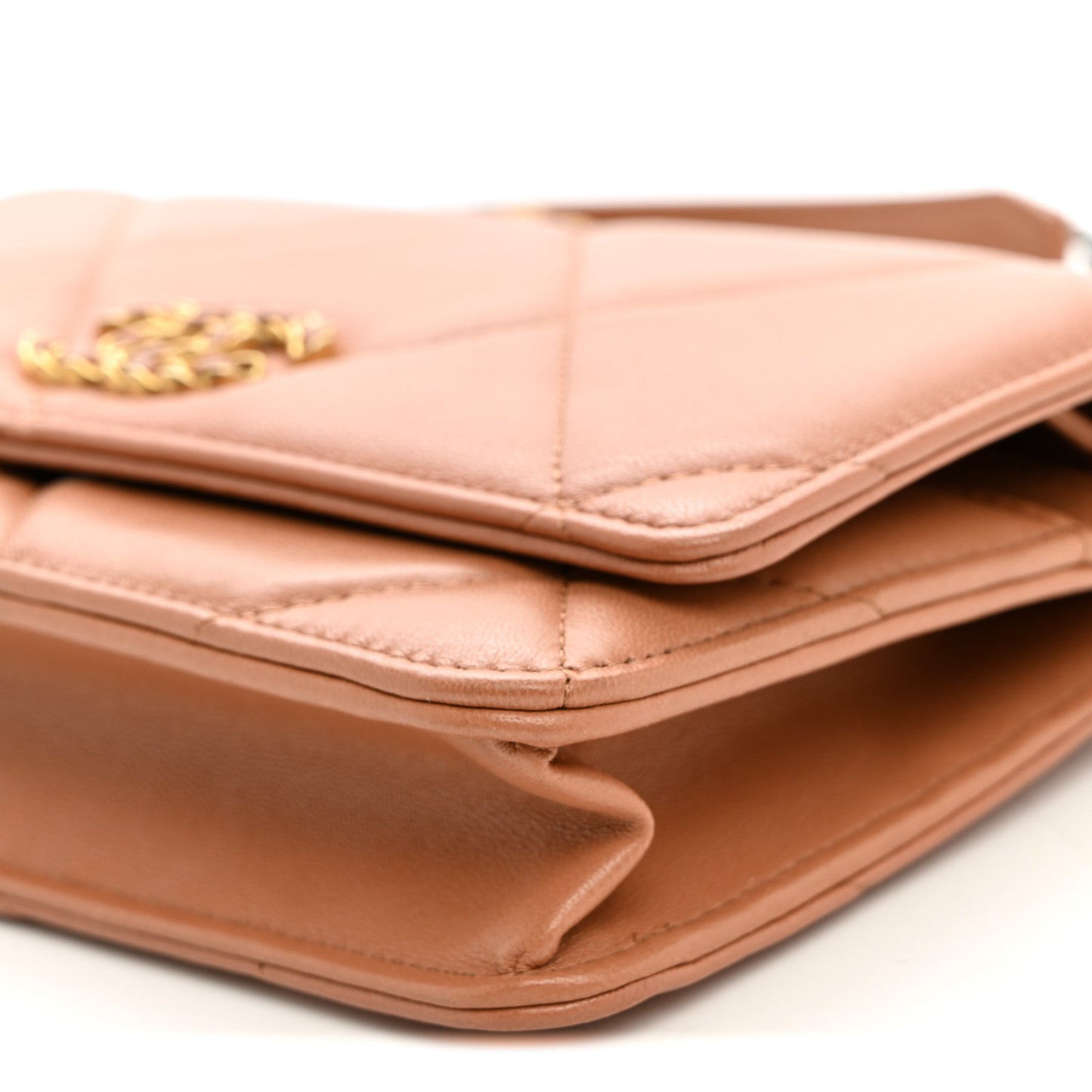 Lambskin Quilted Chanel 19 Wallet On Chain WOC Brown