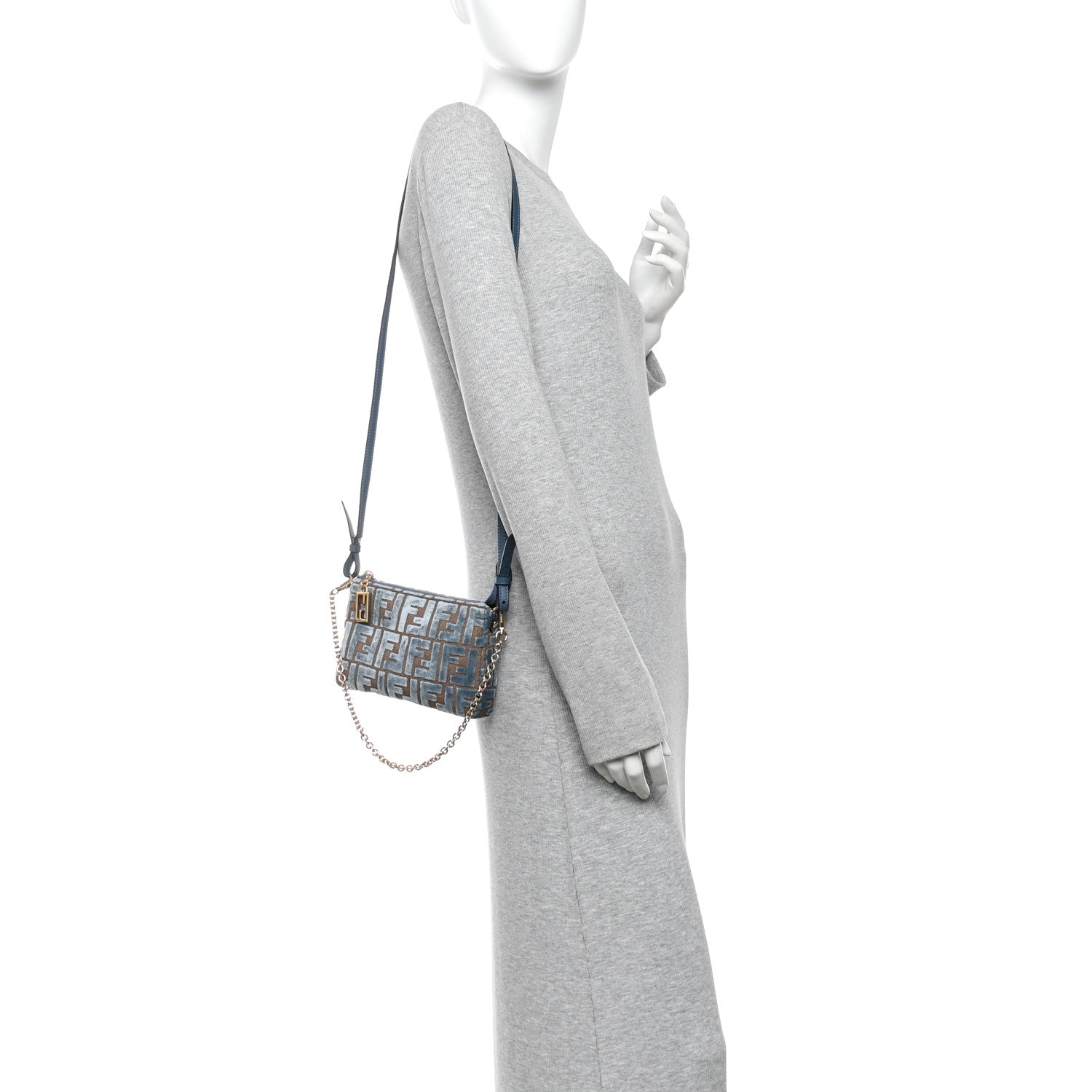 Fendi Velvet Jacquard FF Baguette Pouch Anice 2 of 9