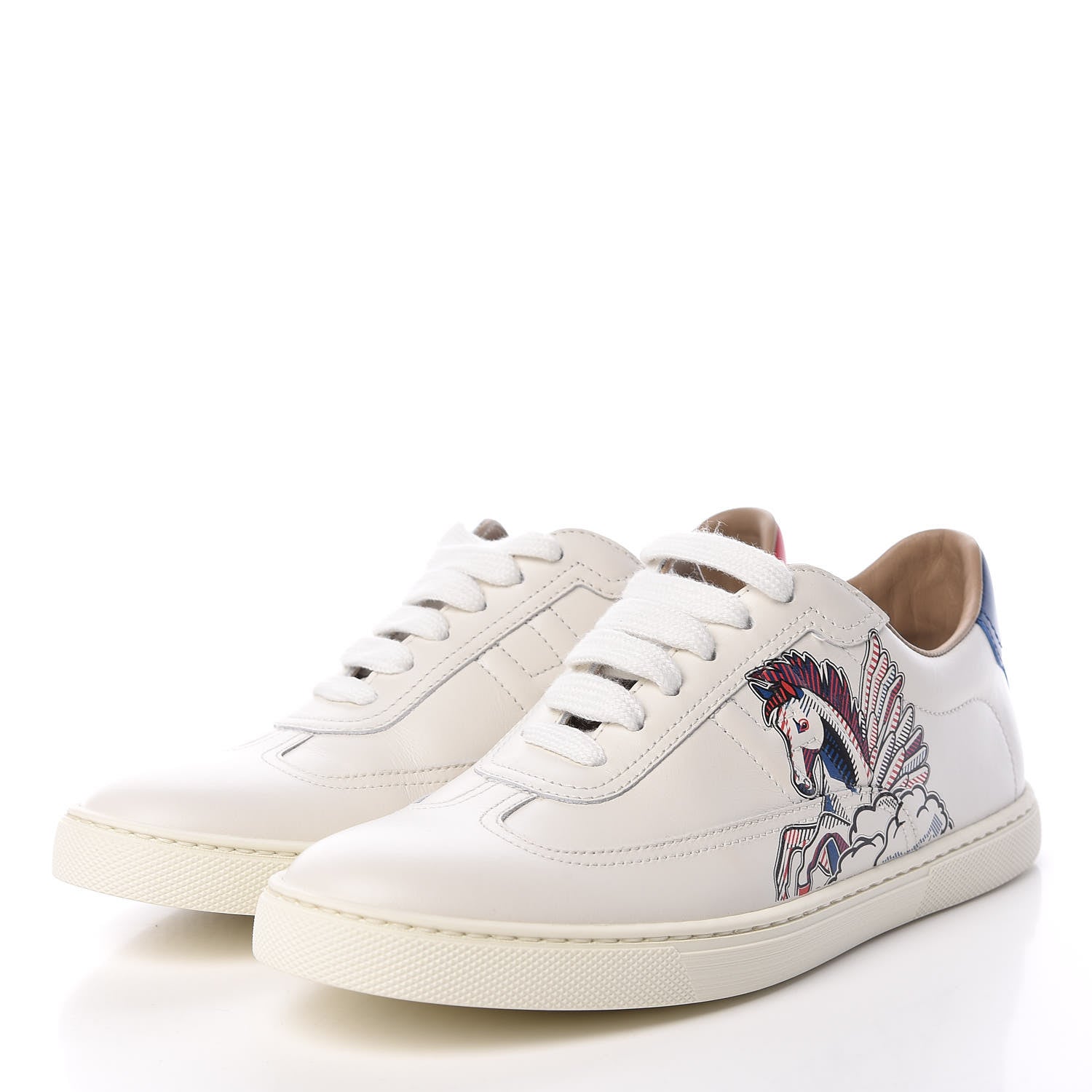 Hermes Calfskin Pegase Pop Womens Quicker Sneakers 36.5 White Multicolor 3 of 10