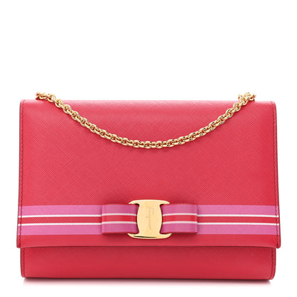 Salvatore Ferragamo Pebbled Calfskin Vara Bow Shoulder Bag Pamplona 1 of 10
