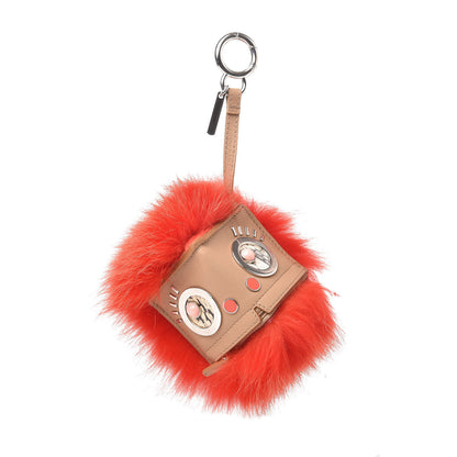 Fendi Fox Fur Calfskin Hypnoteyes Coin Purse Bag Charm Cuoio Orange 1 of 4