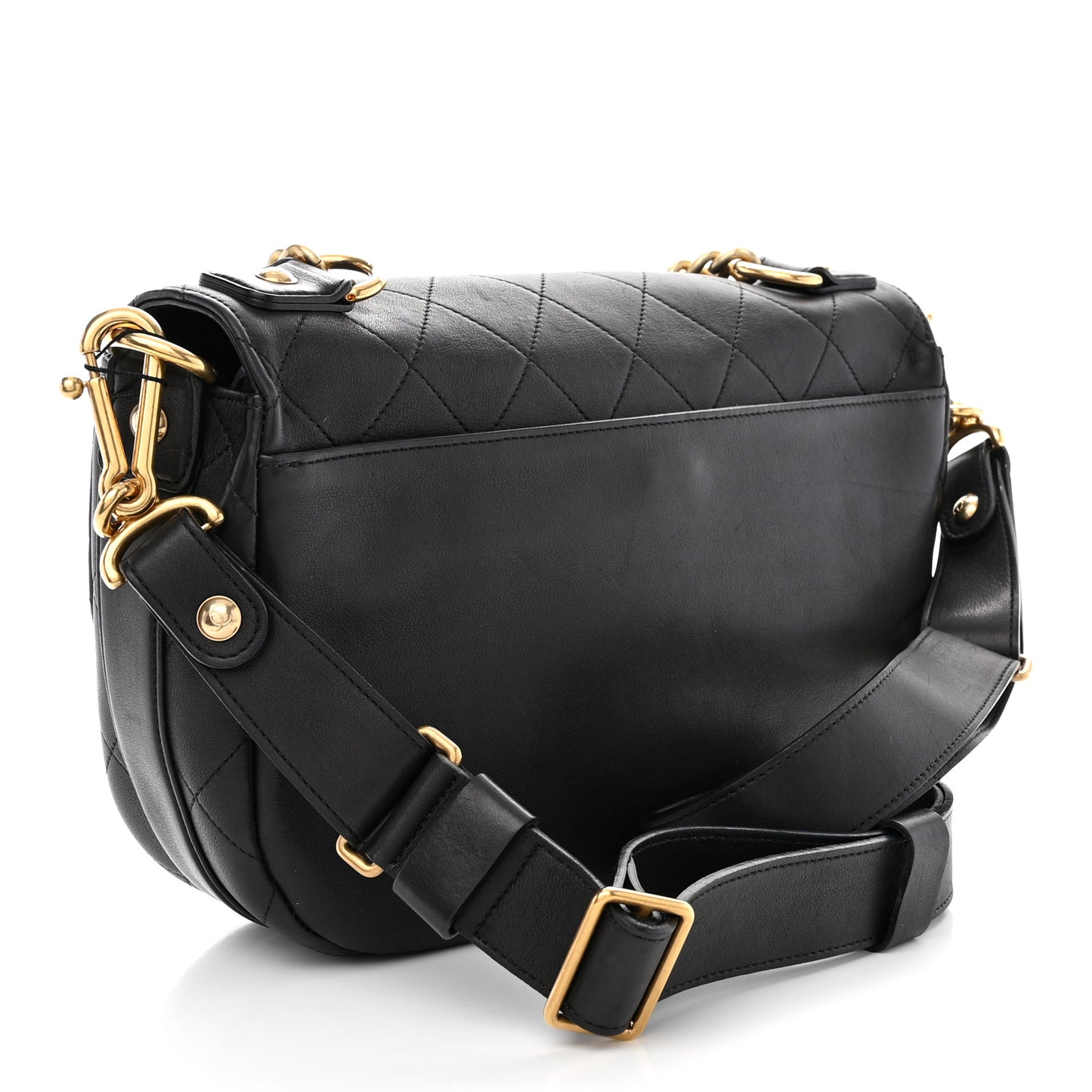 Calfskin Stitched Small Paris in Rome Messenger Black