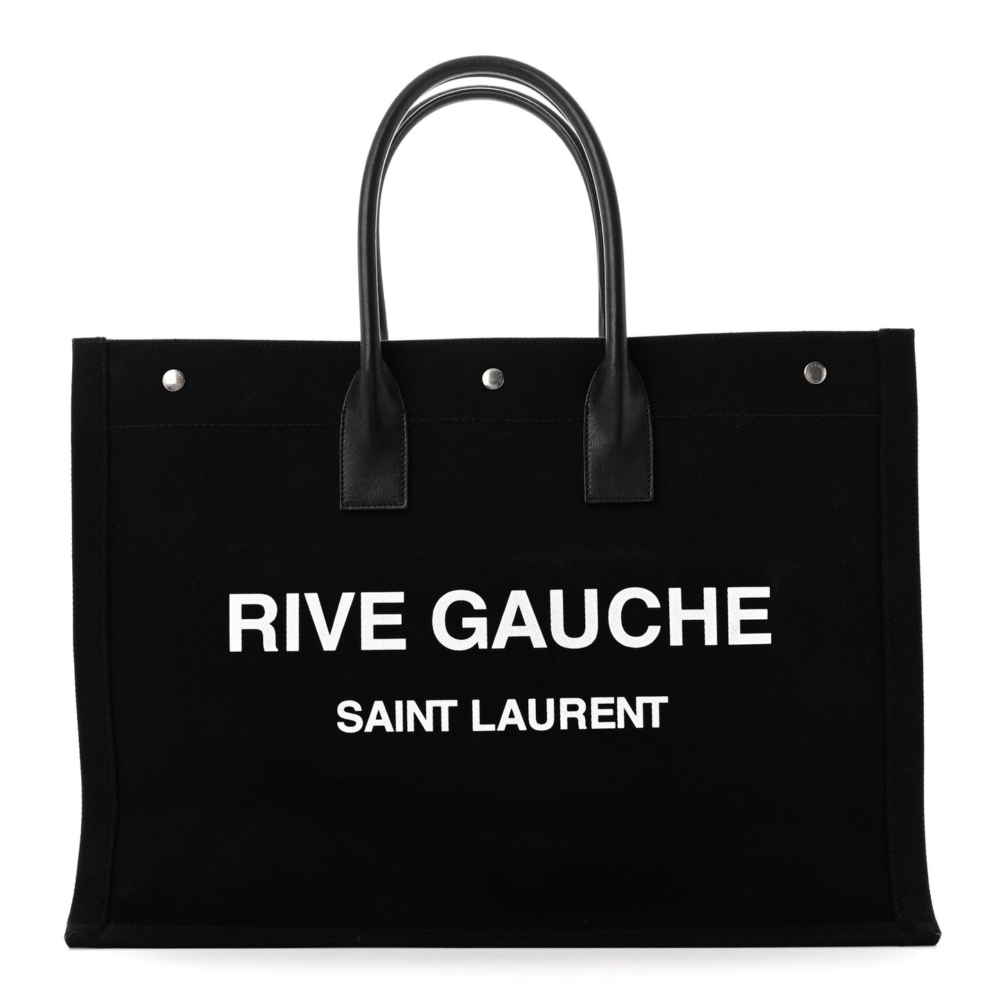 Linen Calfskin Rive Gauche Tote Black