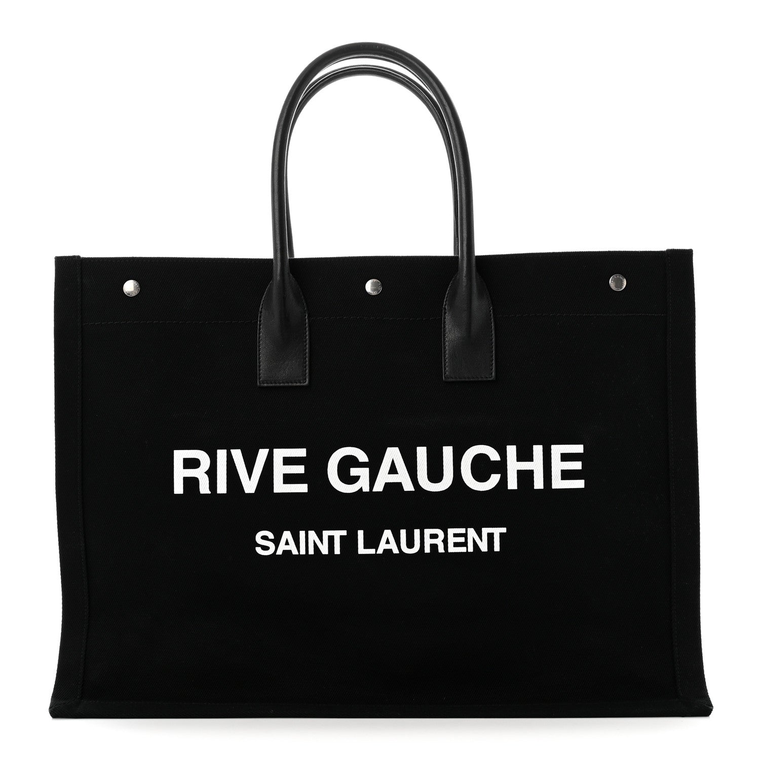 Saint Laurent Linen Calfskin Rive Gauche Tote Black 1 of 10