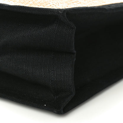 Saint Laurent Raffia Linen Calfskin Rive Gauche Tote Naturale Black 8 of 8