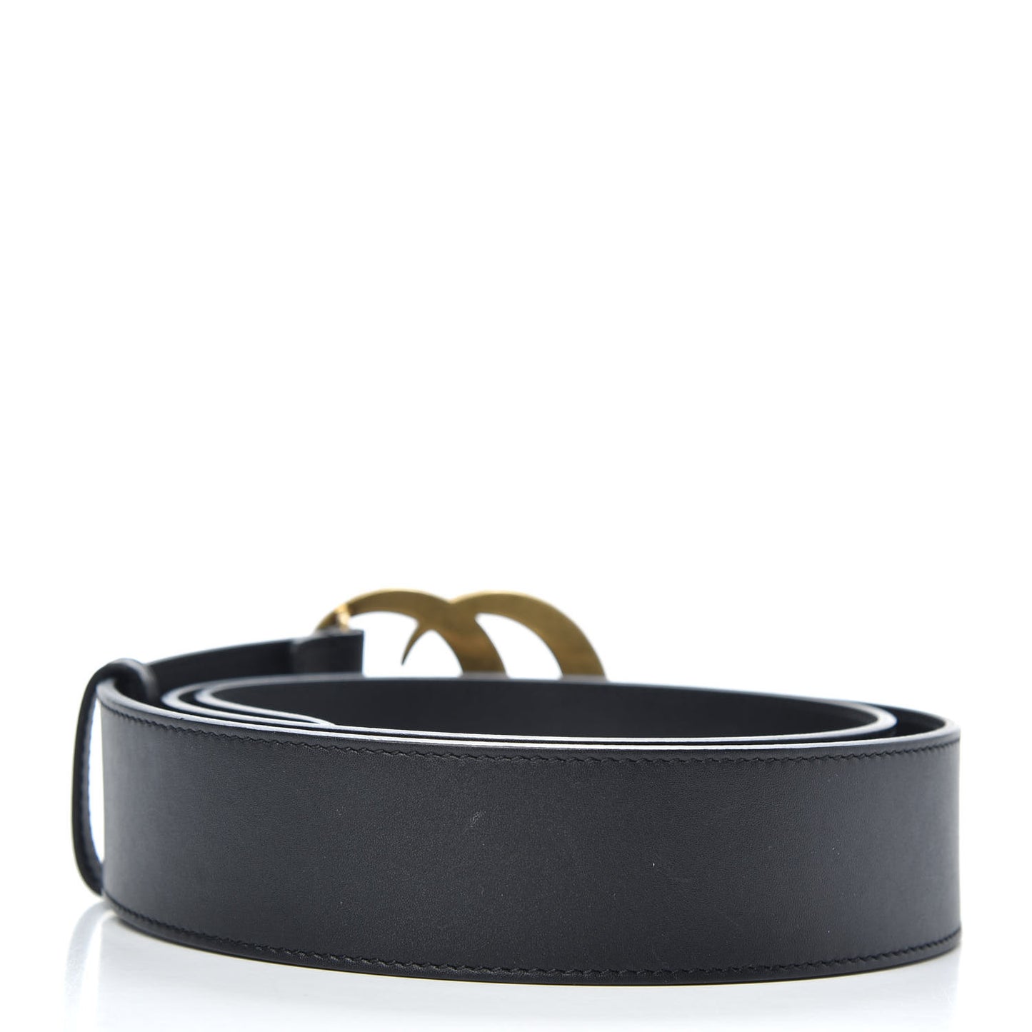 Moon Calfskin Pearl Double G 40mm Belt 95 38 Black Cream