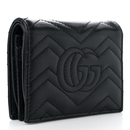 Gucci Calfskin Matelasse GG Marmont Card Case Wallet Black 3 of 11