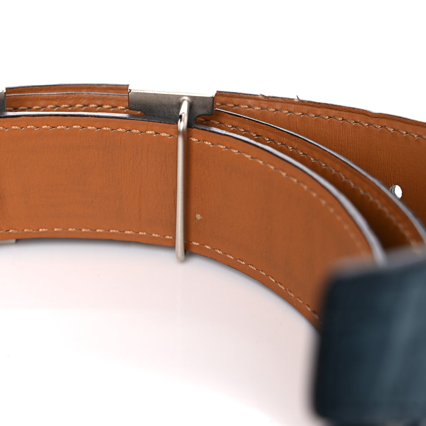 Shiny Porosus Crocodile 32mm H Belt 95 Bleu Tempete