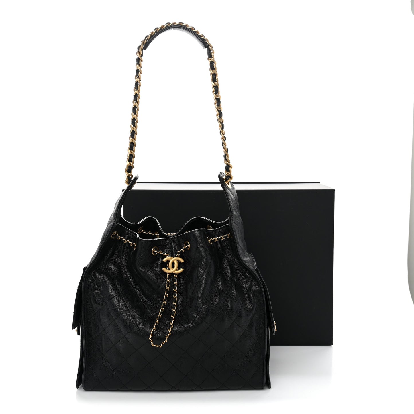 Caviar Quilted Medium Chanel 25 Handbag Black