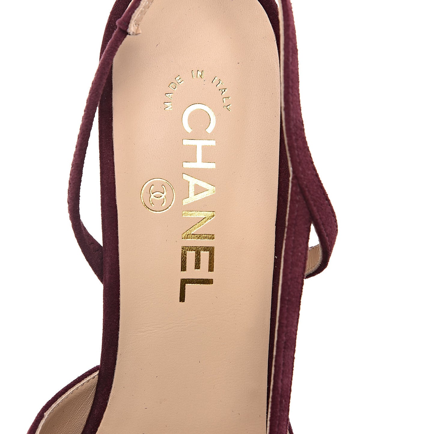 Kid Suede Metallic Lambskin Cap Toe CC Slingback Pumps 41.5 Burgundy Gold