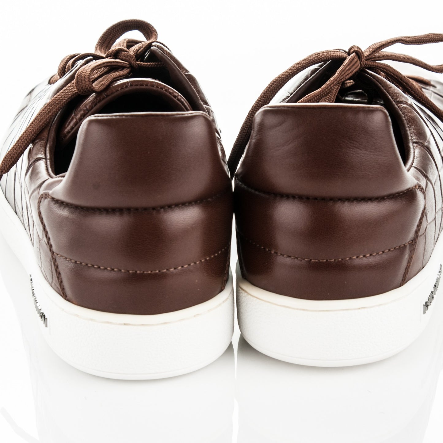 Calfskin Crocodile Embossed Frontrow Sneakers 7.5 Brown