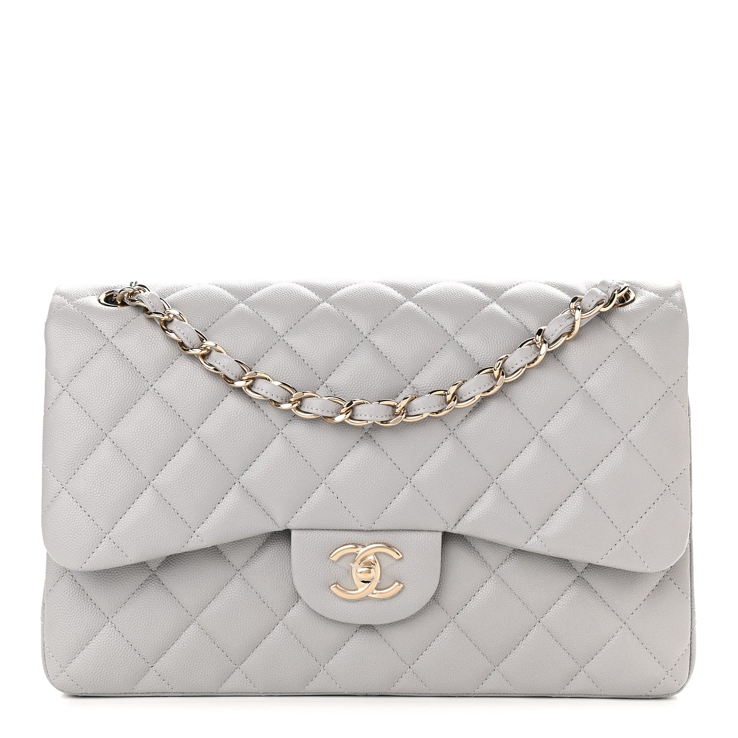 Chanel Caviar Quilted Jumbo Double Flap Grey 1 of 10
