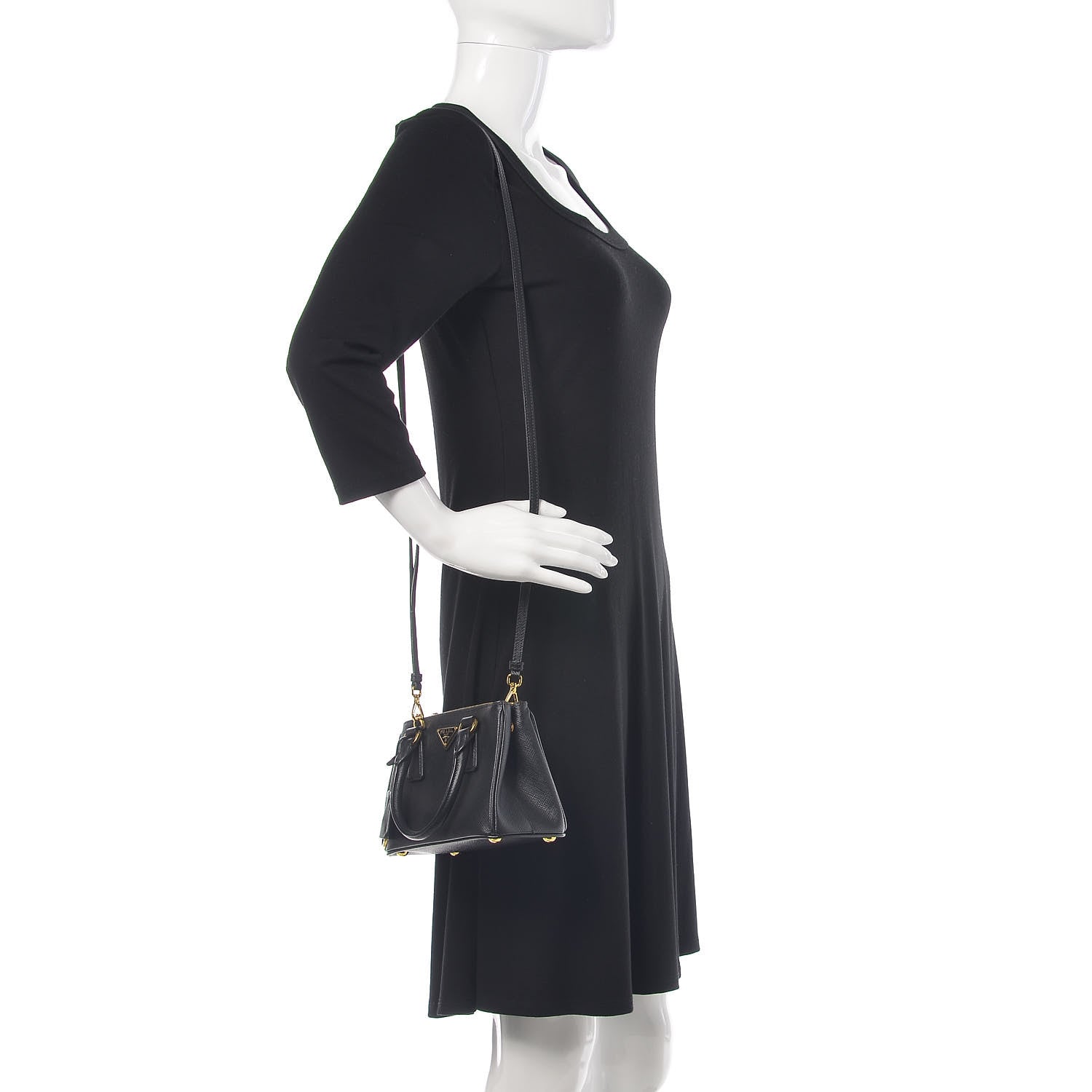 Prada Saffiano Lux Mini Galleria Double Zip Tote Black 2 of 8
