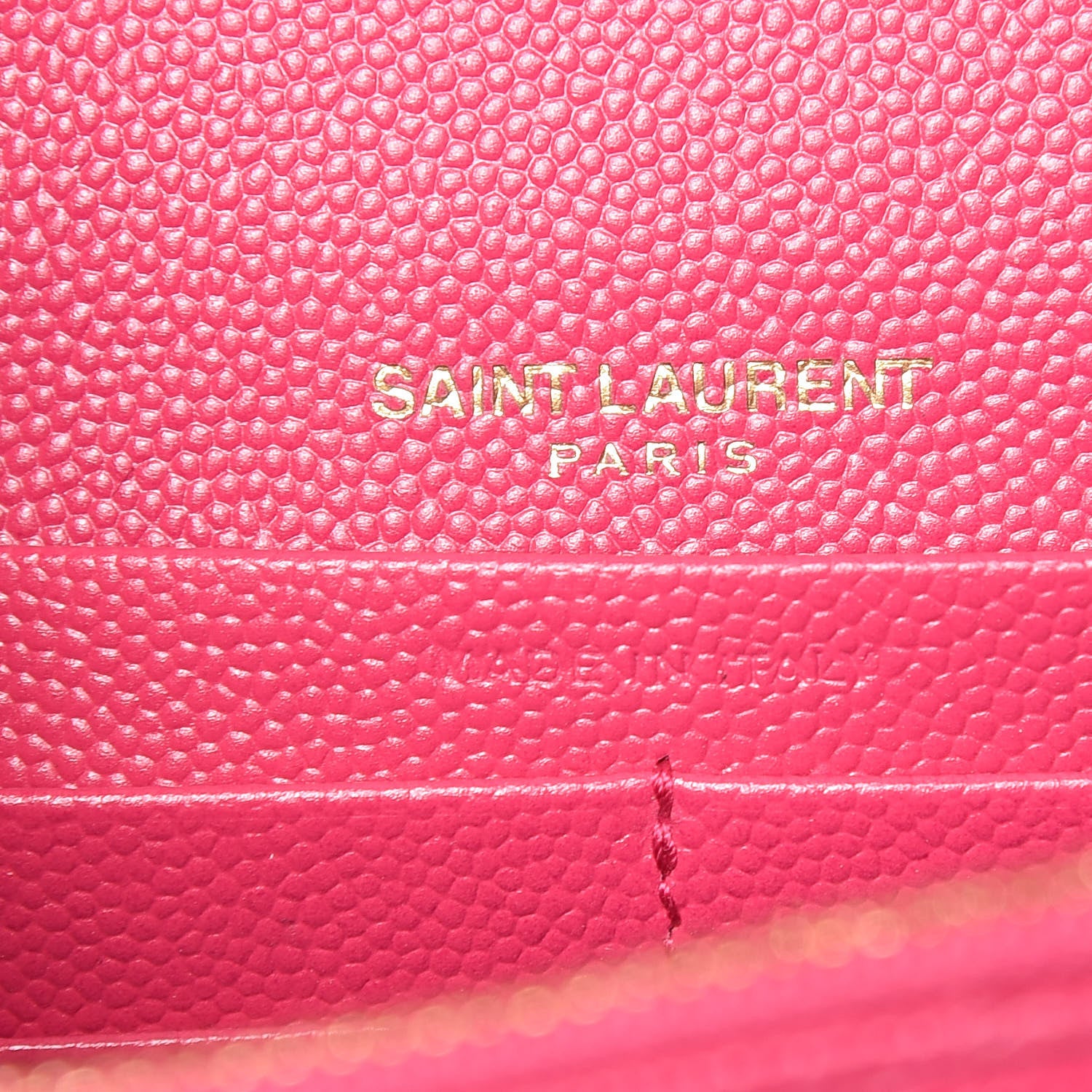 Saint Laurent Grain De Poudre Matelasse Chevron Monogram Envelope Chain Wallet Bubblegum 8 of 12