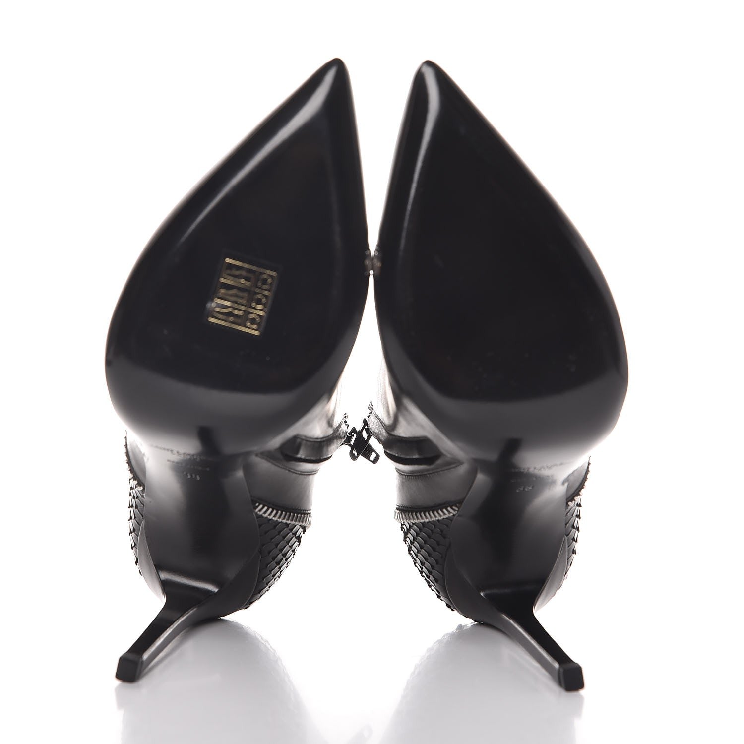 Saint Laurent Calfskin Python Embossed Paris 110 Ankle Boots 38 Black 5 of 8