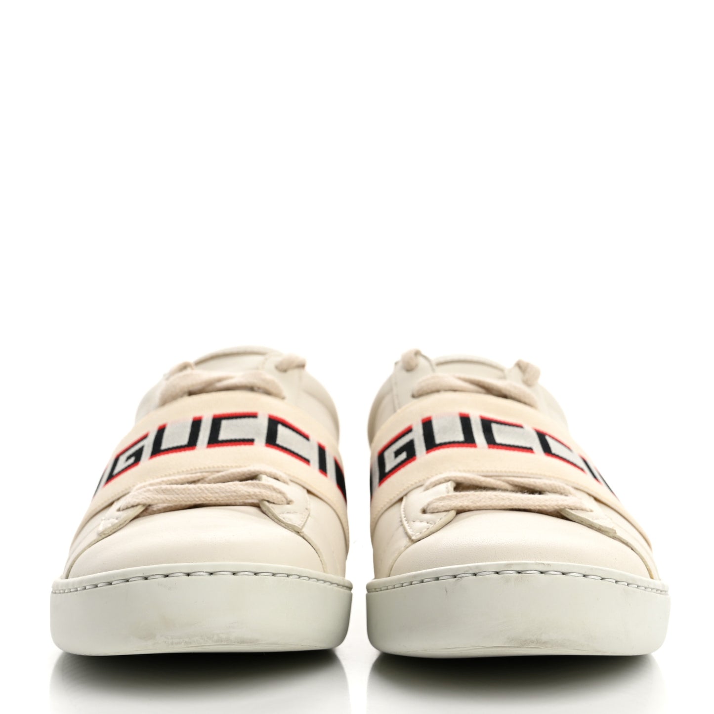 Calfskin Stripe Womens New Ace Sneakers 35.5 New Mystic White Ecru Red Flame