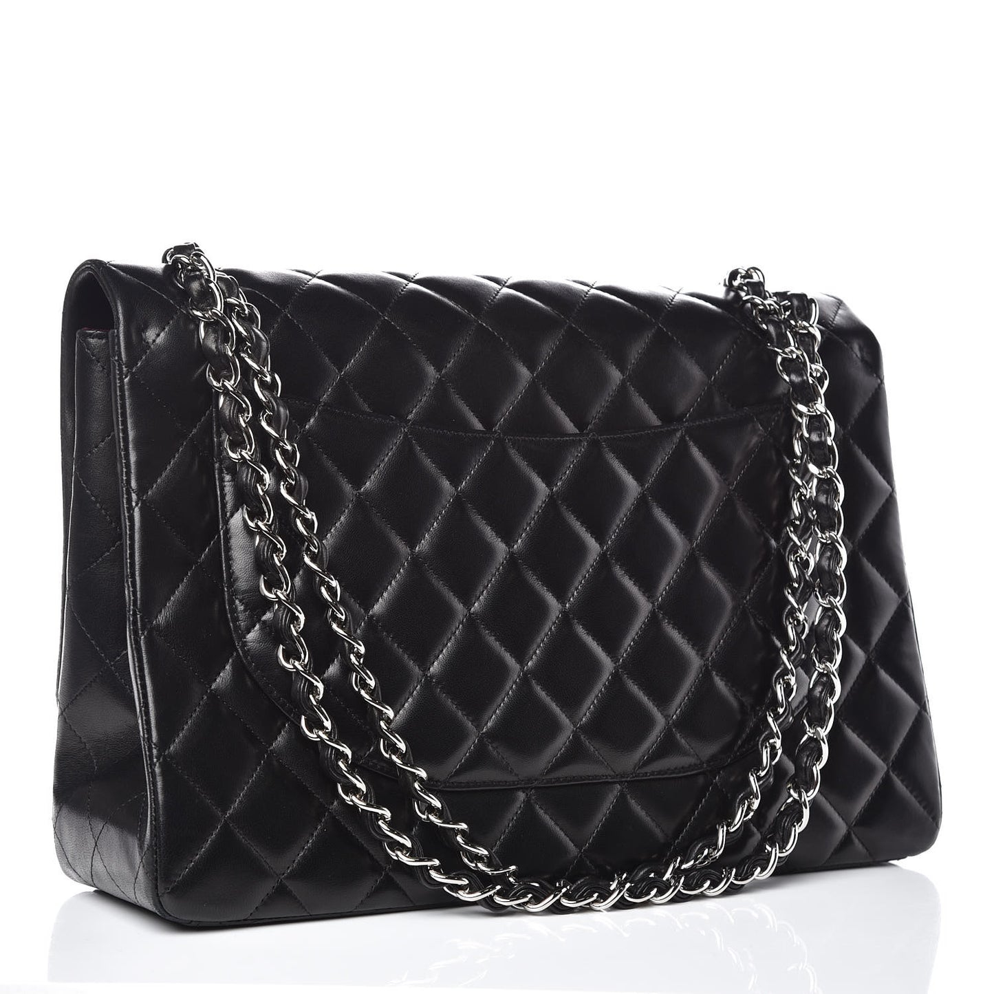 Lambskin Quilted Maxi Single Flap Black