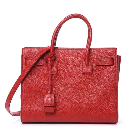 Saint Laurent Grained Calfskin Baby Sac De Jour Lipstick Red 1 of 12