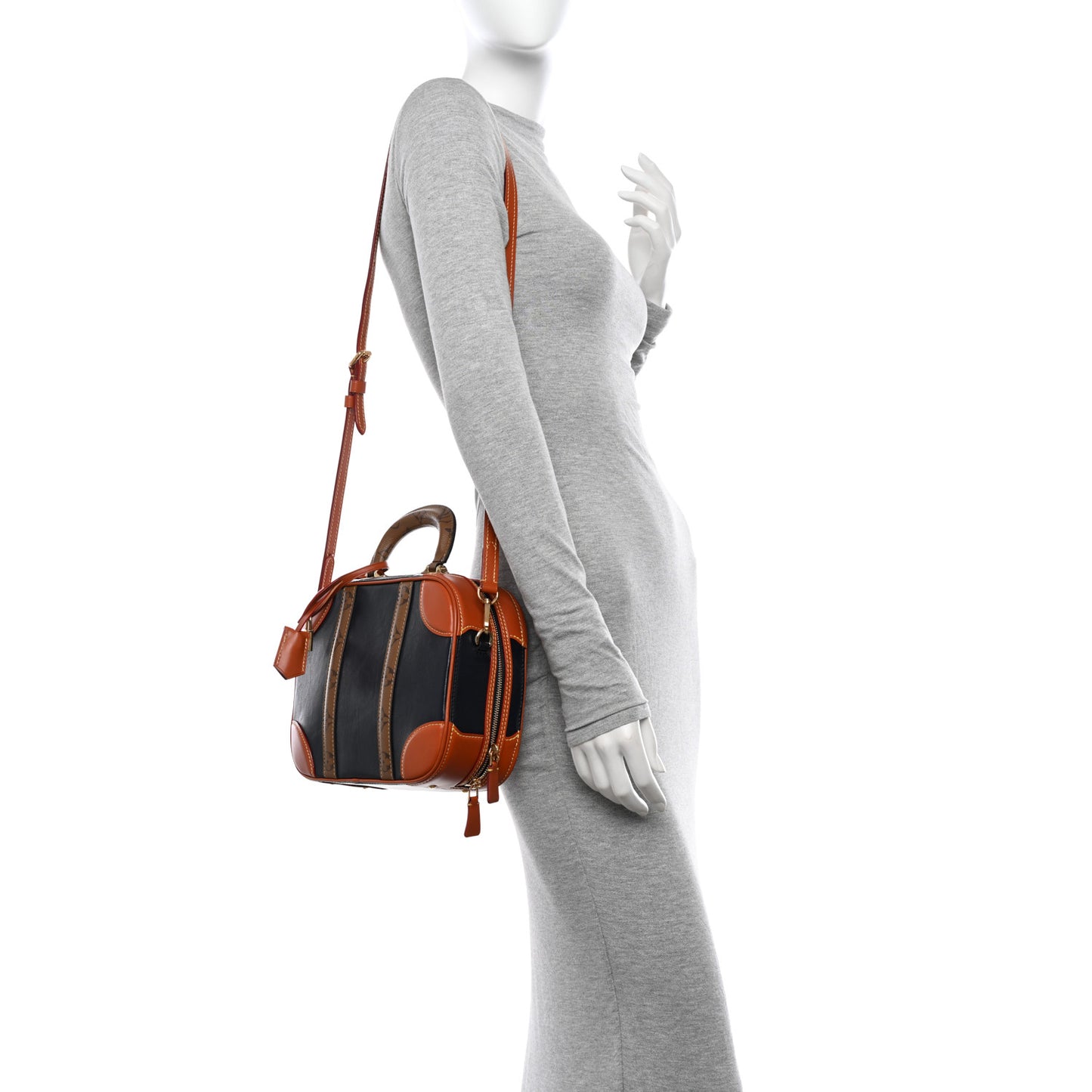 Calfskin Reverse Monogram Valisette PM Navy Caramel