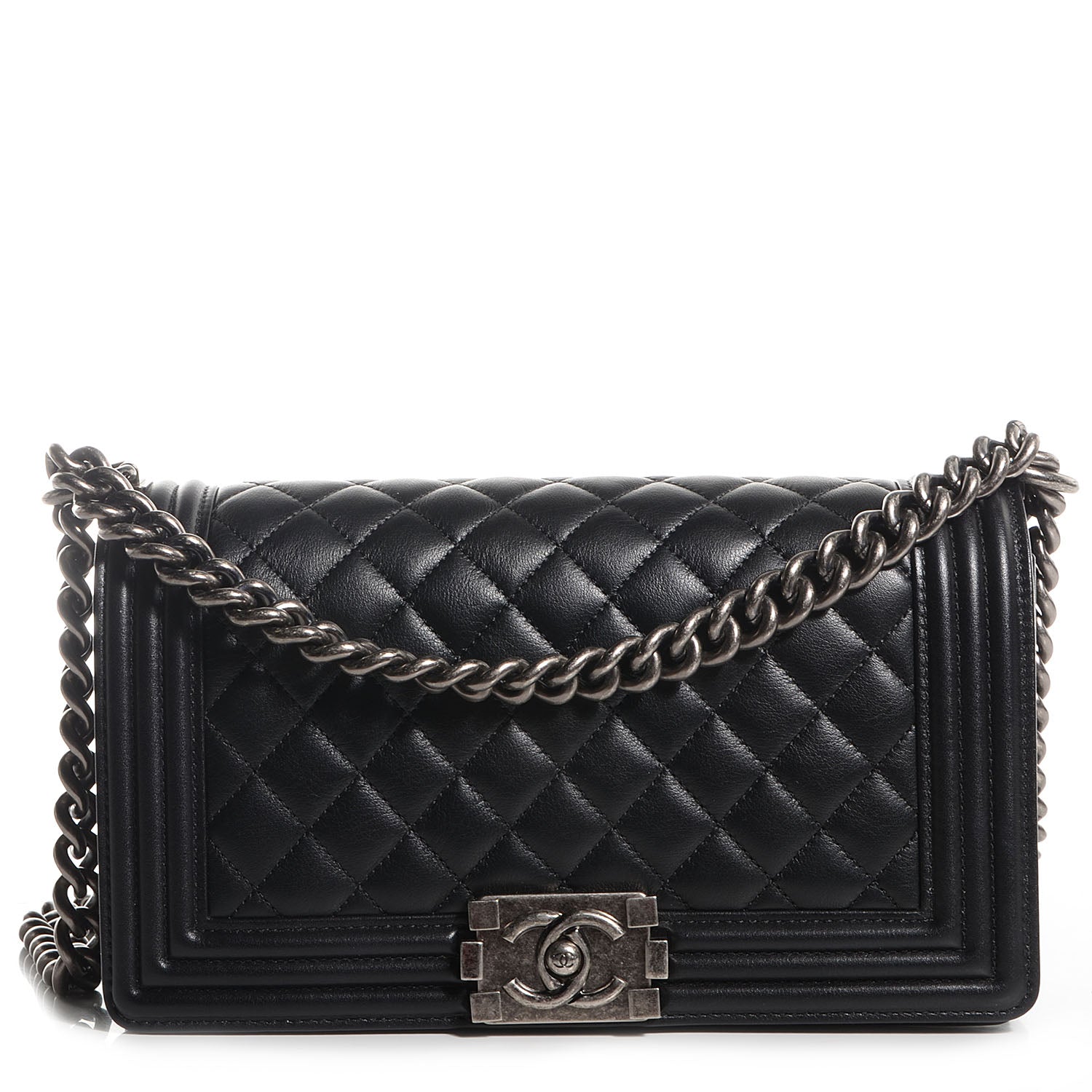 Chanel Metallic Calfskin Quilted Medium Boy Flap Black 1 of 9