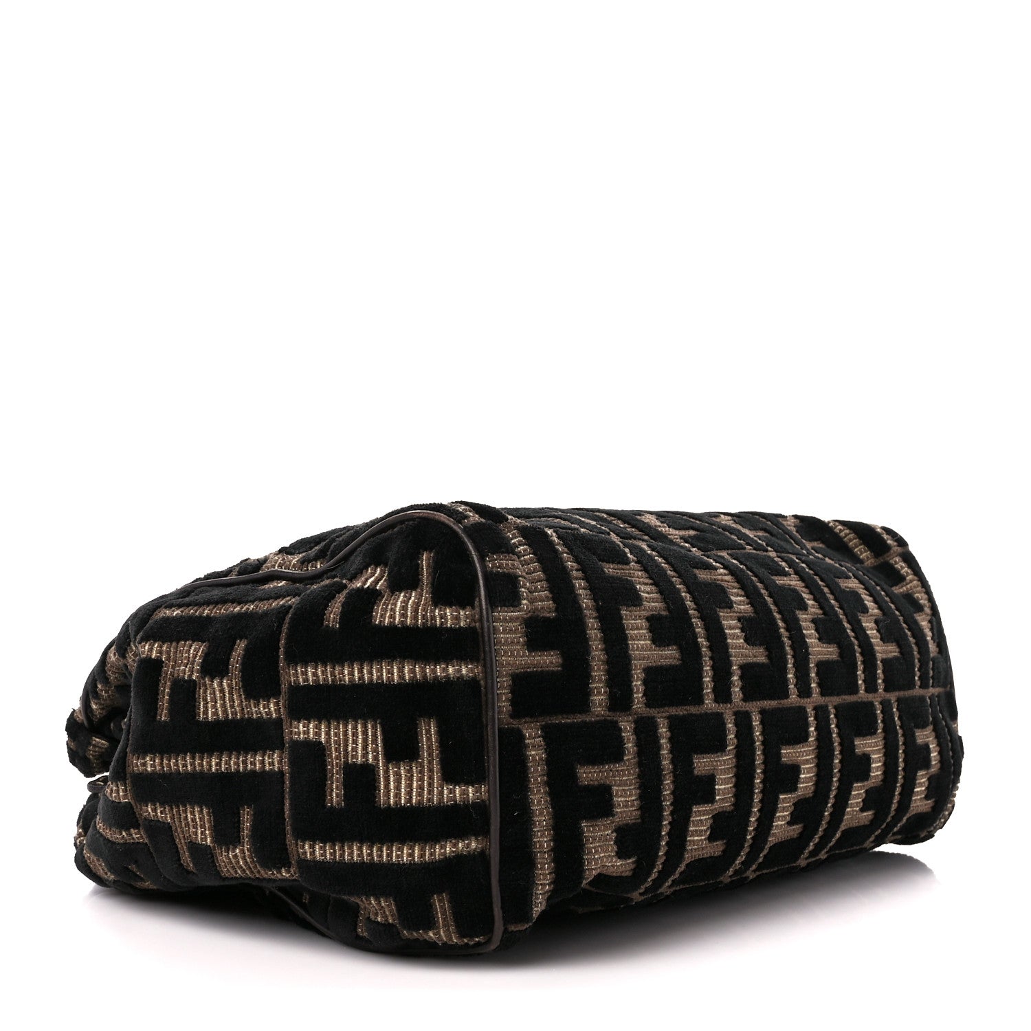Fendi Velvet Zucca Cuoio Romano Selleria Tote Tobacco Moro 4 of 10