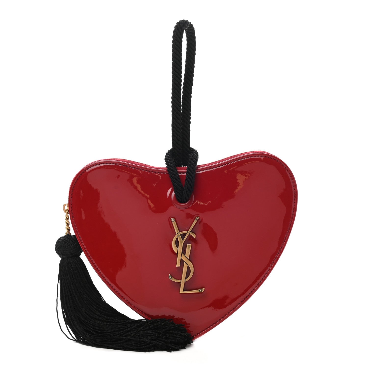 Saint Laurent Patent Sac Coeur Heart Shaped Clutch Red 1 of 11