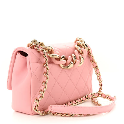 Chanel Lambskin Quilted Resin Bi-Color Chain Flap Bag Pink 3 of 11