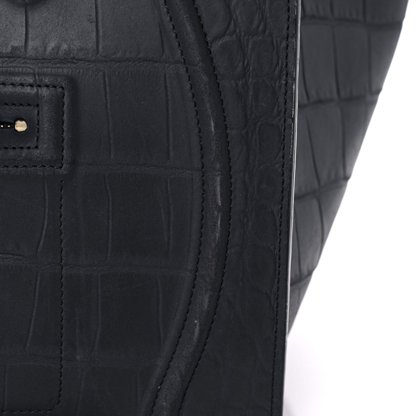 Crocodile Embossed Calfskin Medium Phantom Luggage Navy Blue