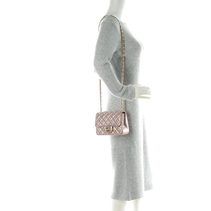 Chanel Metallic Goatskin Quilted Mini Square Flap Pink 2 of 8