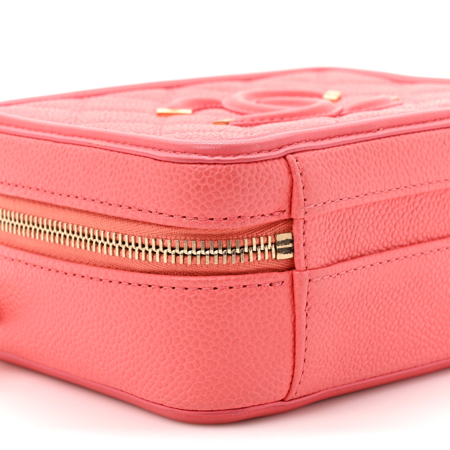 Chanel Caviar Quilted Small CC Filigree Vanity Case Coral 10 of 10