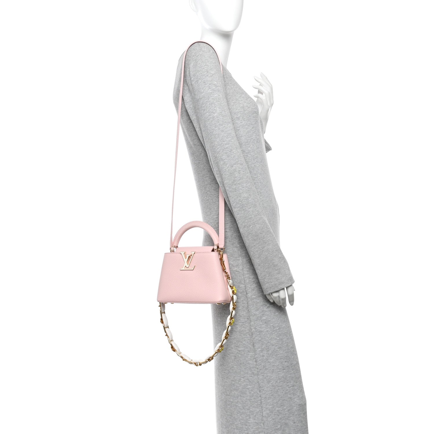 Louis Vuitton Taurillon Flower Chain Mini Capucines Pink 2 of 10