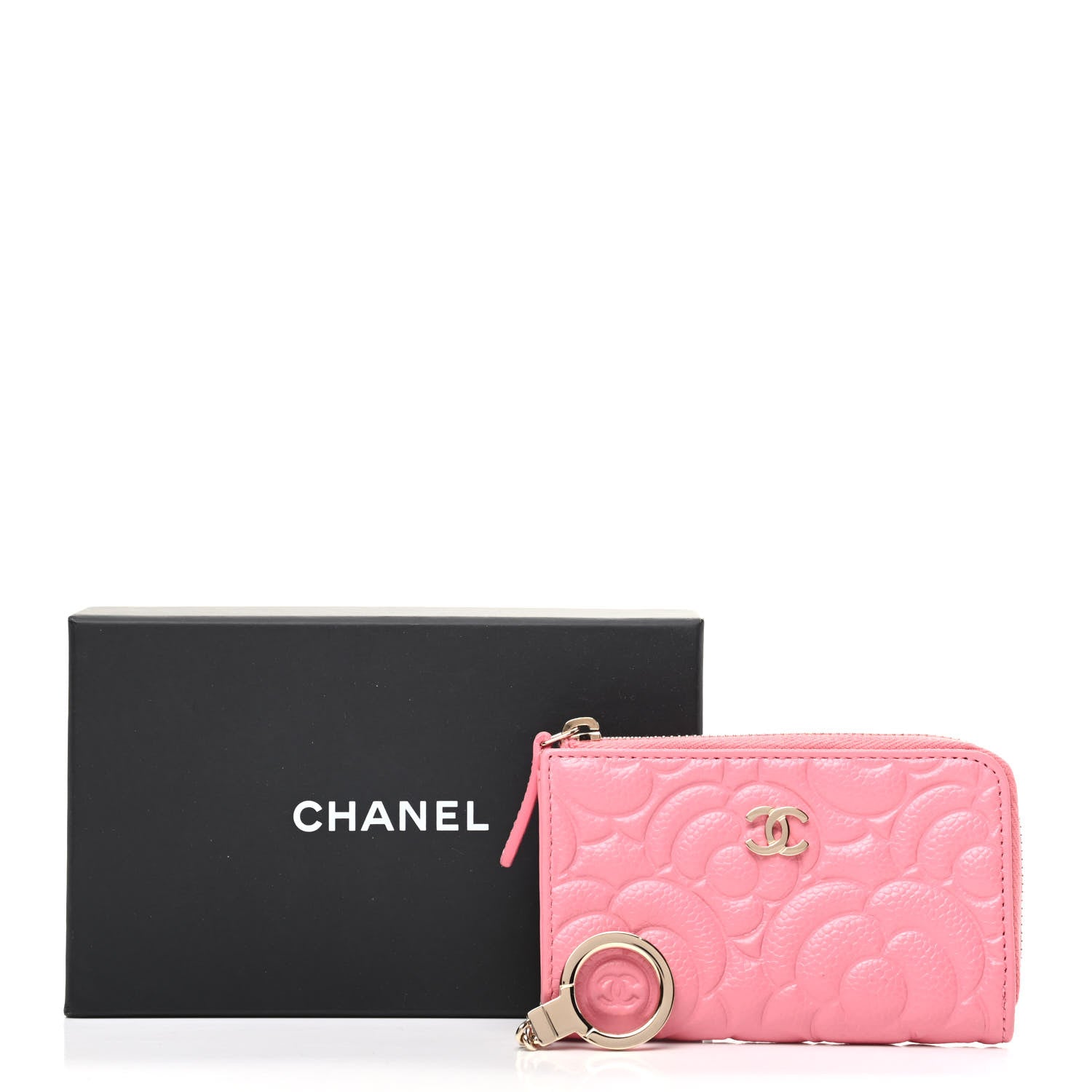 Chanel Caviar Camellia Embossed Key Holder Case Pink 8 of 8