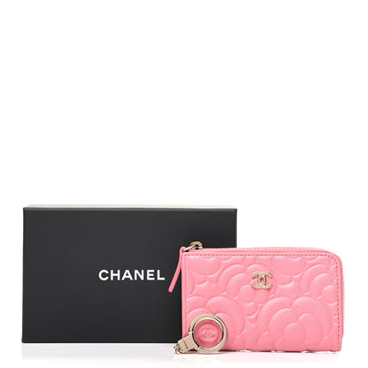 Chanel Caviar Camellia Embossed Key Holder Case Pink 8 of 8
