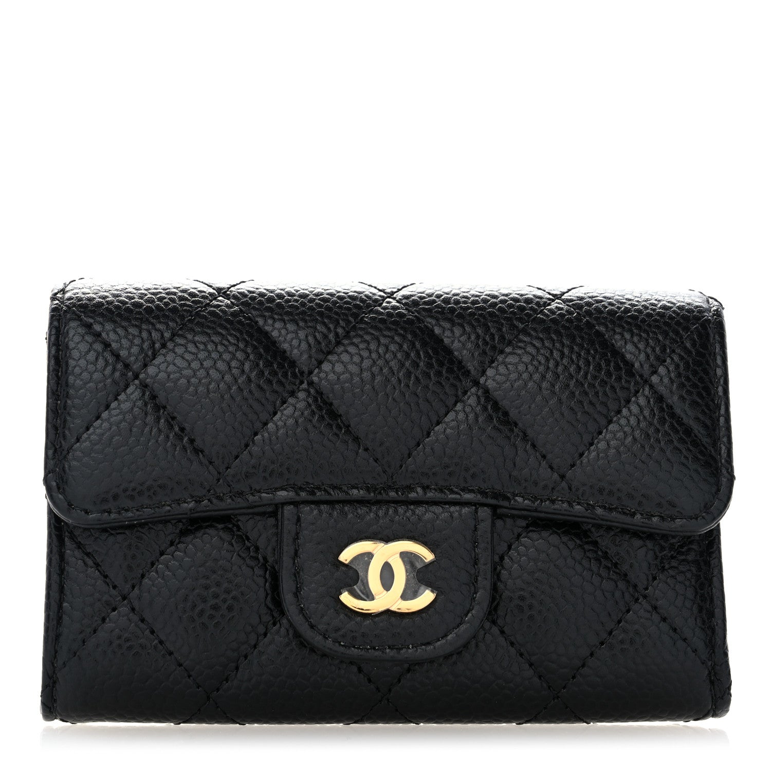 Chanel Caviar Quilted Flap Card Holder Wallet Black 1 of 8