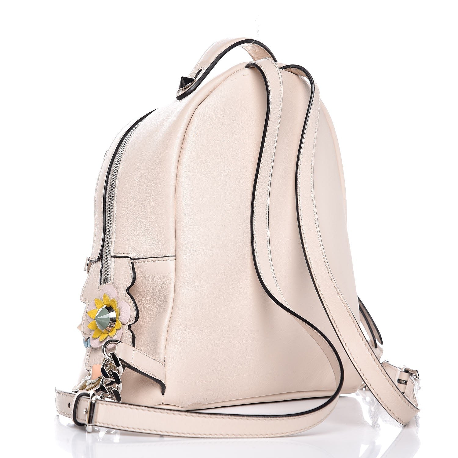 Fendi Vitello Dolce Flowerland Croc Tail Studded Mini Backpack Camelia Multicolor 3 of 12