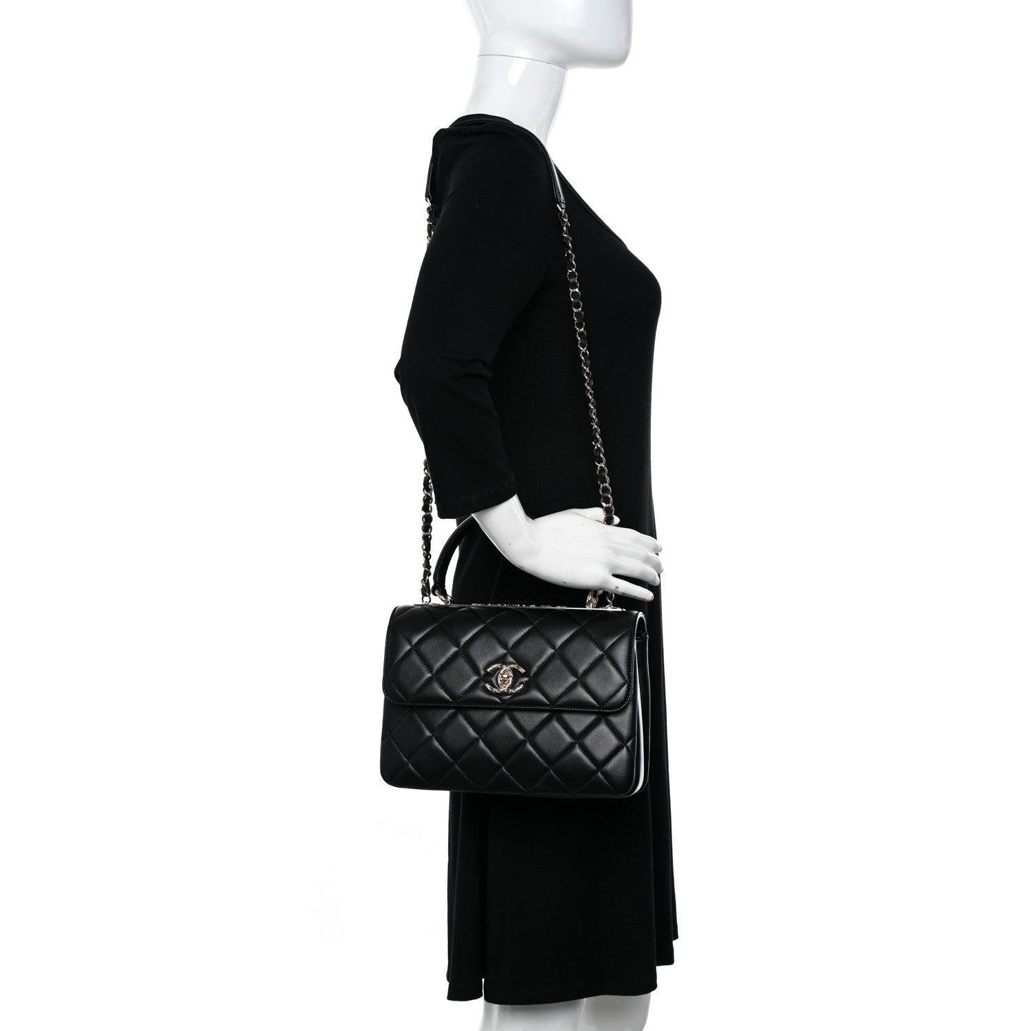 Chanel Lambskin Quilted Small Trendy CC Dual Handle Flap Bag Black 2 of 10
