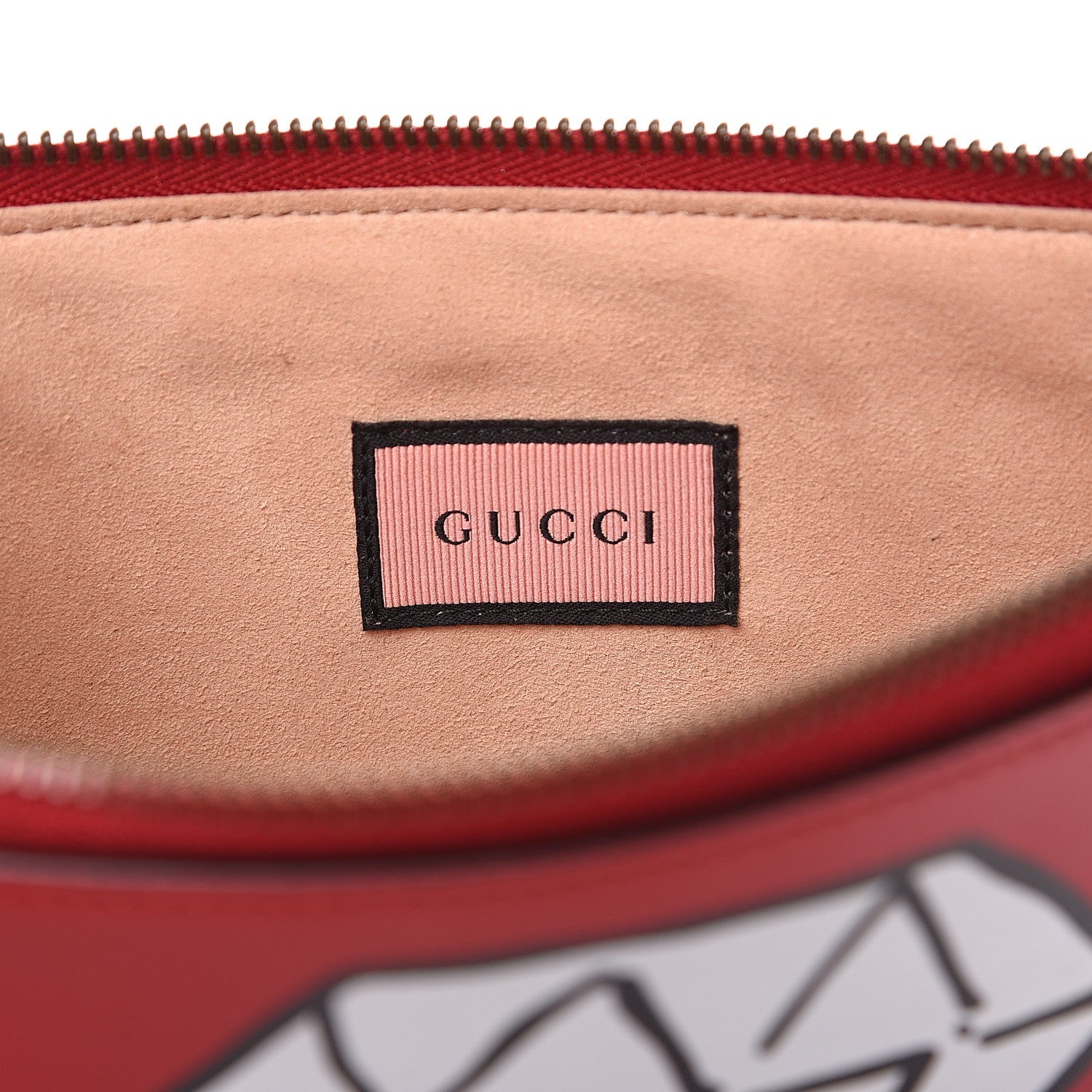 Gucci Calfskin GucciGhost Print Pouch Hibiscus Red 7 of 9