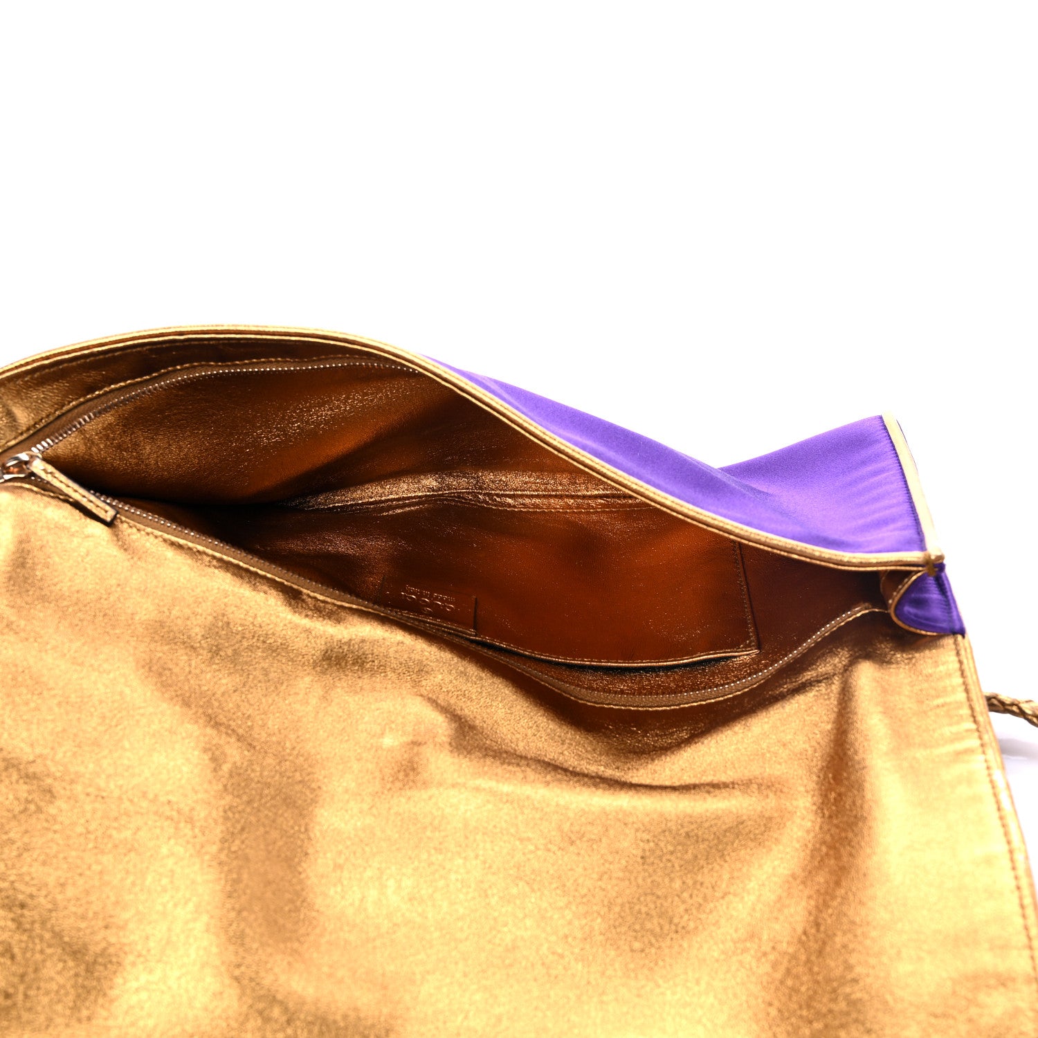 Gucci Satin Malika Clutch Purple Gold 4 of 9