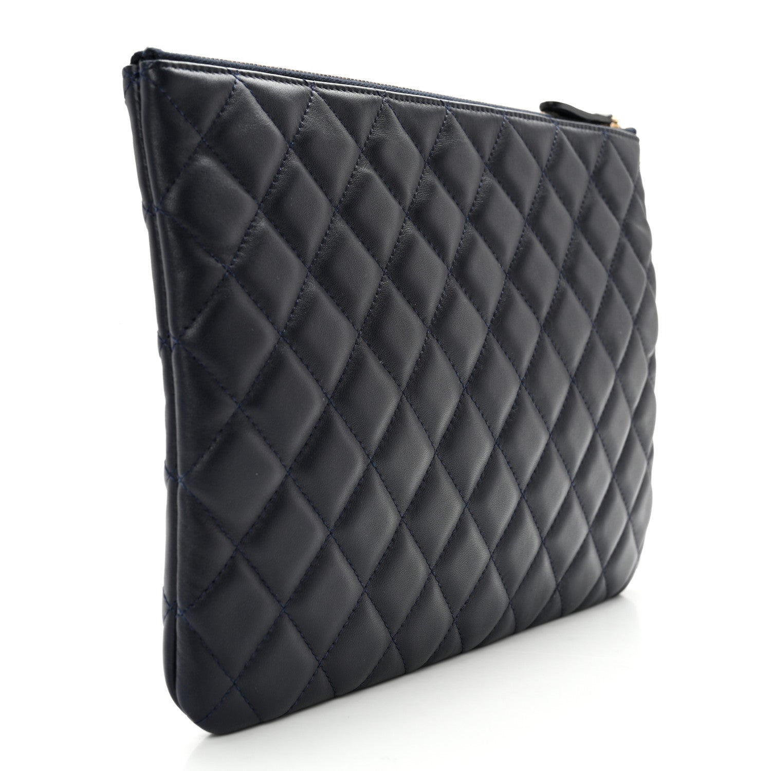 Chanel Lambskin Quilted Medium Cosmetic Case Navy Blue 3 of 12