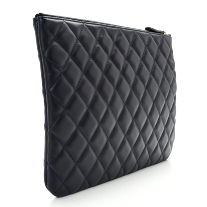 Chanel Lambskin Quilted Medium Cosmetic Case Navy Blue 3 of 12