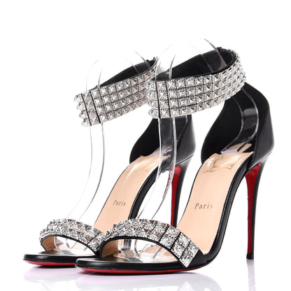 Christian Louboutin Nappa Priyadora 100 Studded Sandals 39.5 Black Silver 3 of 9