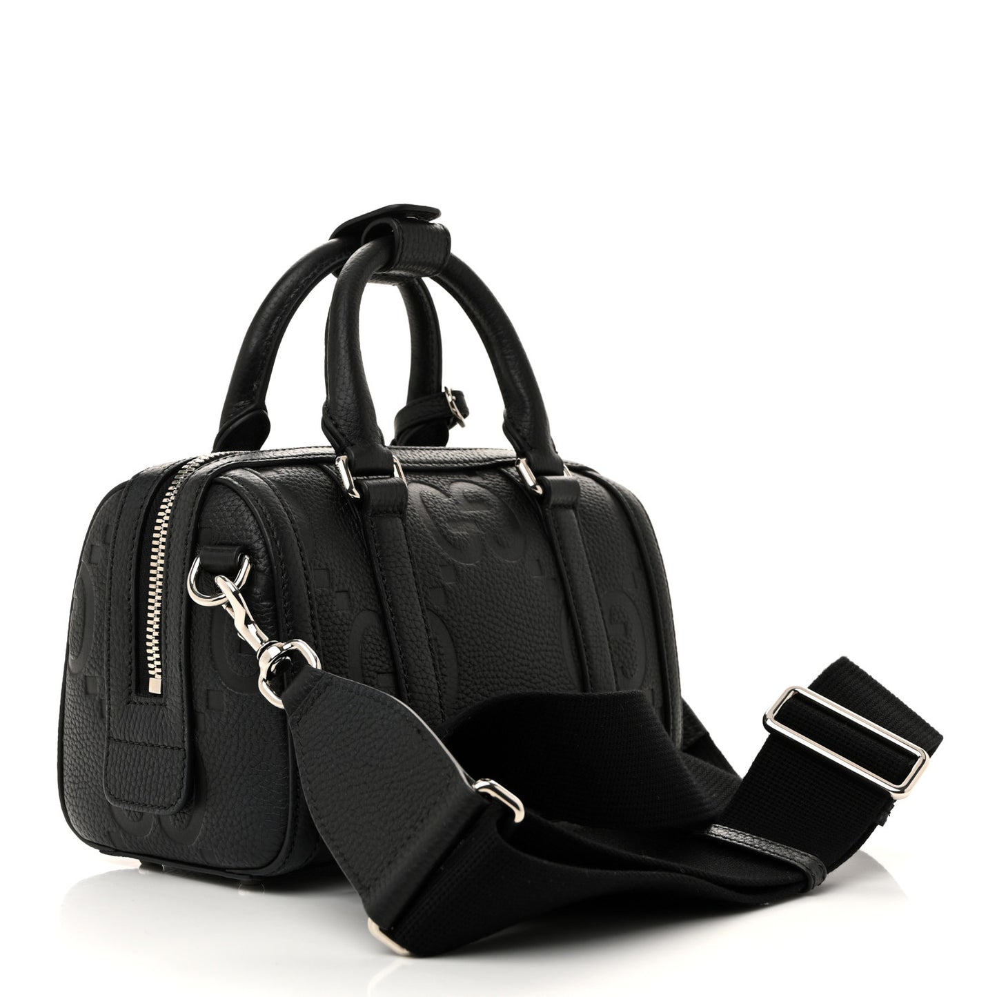 Piuma Calfskin Jumbo GG Embossed Mini Duffle Bag Black