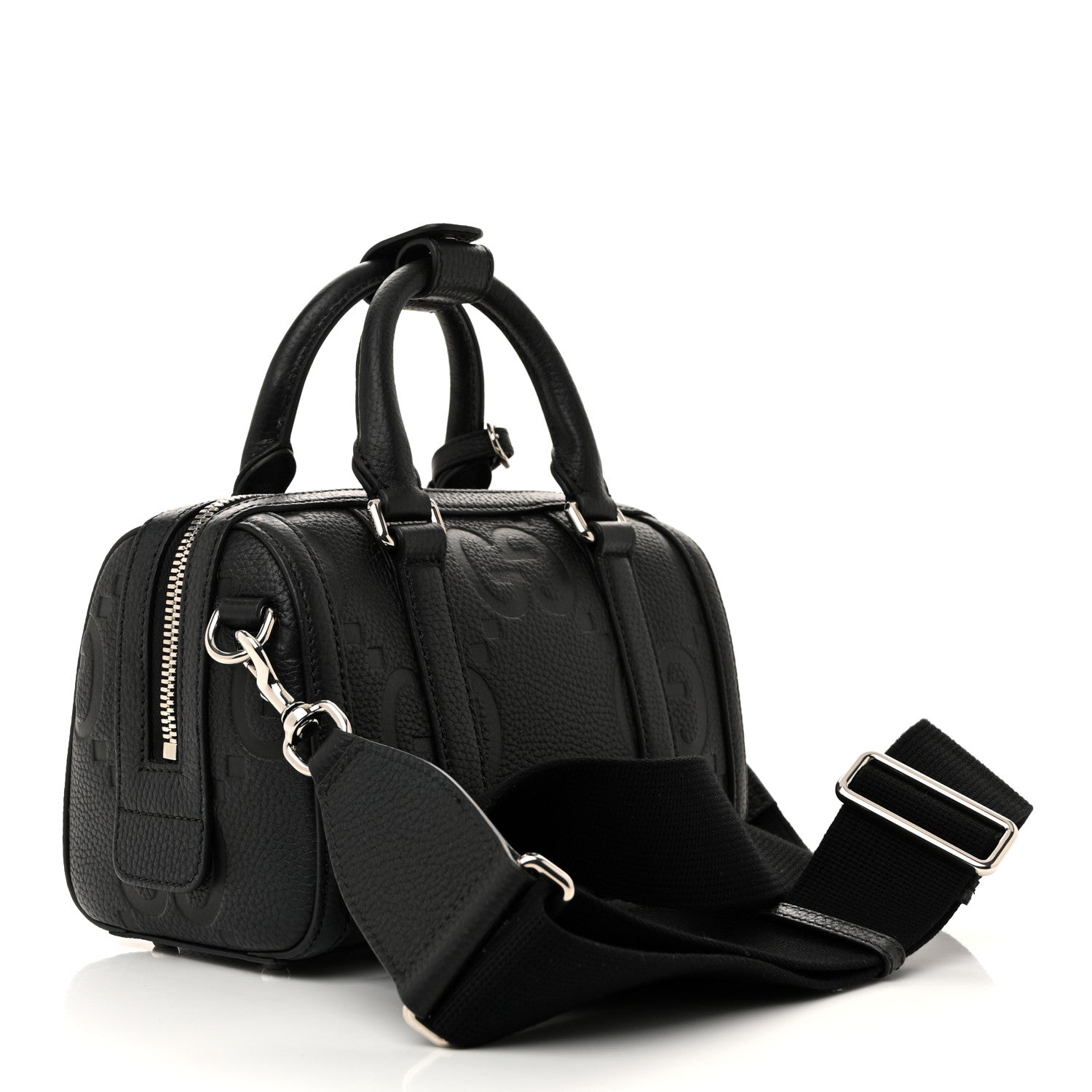 Gucci Piuma Calfskin Jumbo GG Embossed Mini Duffle Bag Black 3 of 10