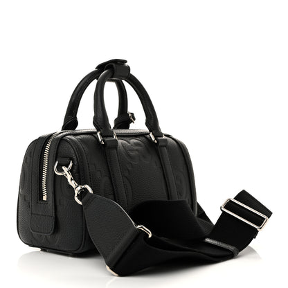 Gucci Piuma Calfskin Jumbo GG Embossed Mini Duffle Bag Black 3 of 10