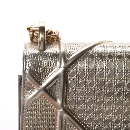 Christian Dior Metallic Patent Micro-Cannage Medium Diorama Flap Bag Gold 14 of 22